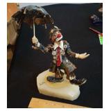 Large Ron Lee clown with umbrella figurine