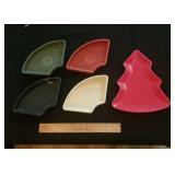 4 Fiesta trays & Christmas tree platter