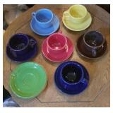 6 Fiesta cup & saucer sets, 3 extra pieces