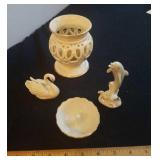 4 pieces of Lenox: Dolphin,  Swan, ring holder