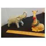 Elephant & Giraffe figurines