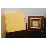 Lenox leather, wood, & brass clock