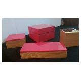 4 wood & lacquer display boxes