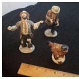 3 Emmett Kelly Jr figurines
