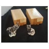 4 Lenox crystal animals, 2 elephants,  2 cats