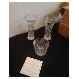 3 small Lenox crystal vases