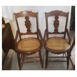 Pair of cane bottom chairs with inlay