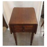 Antique 2 drawer drop leaf side table