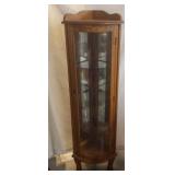 Oak curio cabinet mirror back