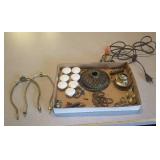 Lamp parts & pieces, drawer pulls, etc