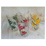 4 vintage decorated tumblers