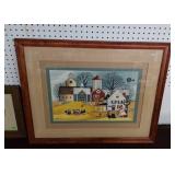 Primitive framed  farm print