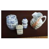 Vintage Spice containers & hand painted pitcher