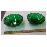 2 Hocking Glass Co 8.5"Forest Green bowls