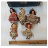 5 Storytime dolls & vintage case
