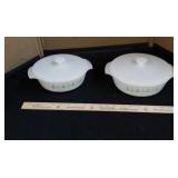2 Fire King Candlebright covered casserole dishes