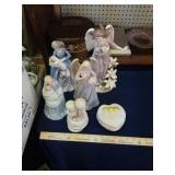 Angel figurines,  dresser box music box