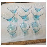 Azure elegant glass stemware, 9 pieces