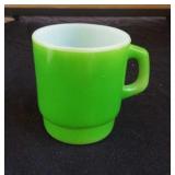 Fire King emerald green stackable mug