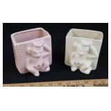 2 vintage organ grinder planters