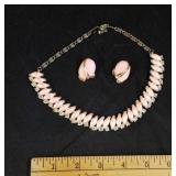 Vintage pink & rhinestone necklace & earrings