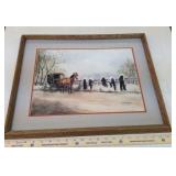 Framed Amish print , signed Al Koenig