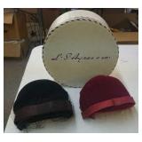 2 vintage ladies hats & L S Ayers hat box