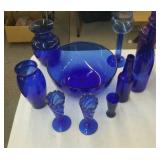 10 pieces cobalt glassware