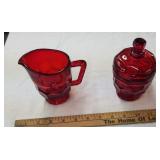 Ruby Georgian sugar & creamer - Viking