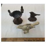 3 cast iron birds