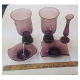 5 pieces amethyst glassware