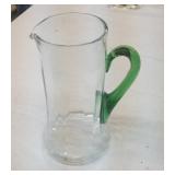 Crystal pitcher w/ green applied handle