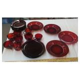 25 pieces Royal Ruby glassware