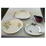 4 American pottery serving pieces