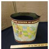 Vintage US map wastebasket