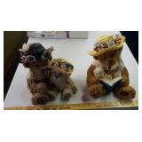2 large resin bear figurines
