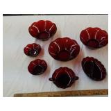 Ruby glassware,  7 pieces