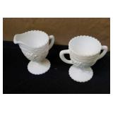 Imperial Grape & Scallops milk glass cream & sugar