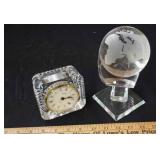 Glass globe ( very heavy) & crystal clock