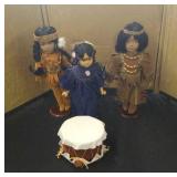 3 Native American dolls & drum