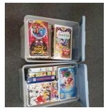 Walt Disney VHS tapes & 2 Rubbermaid totes