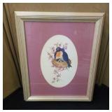 Framed Bluebird watercolor