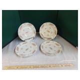 4 pink Rose hand-painted 9.5" plates