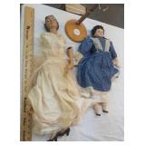 Vintage dolls:  1 porcelain  & 1 composite