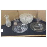 Crystal punch bowl, serving bowls, & more