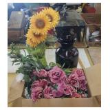 Silk flowers & vases