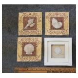 4 pieces of shell decor