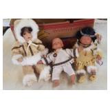 3 Native American porcelain dolls