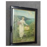 Antique print and frame.
