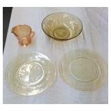 4 pieces of depression glass